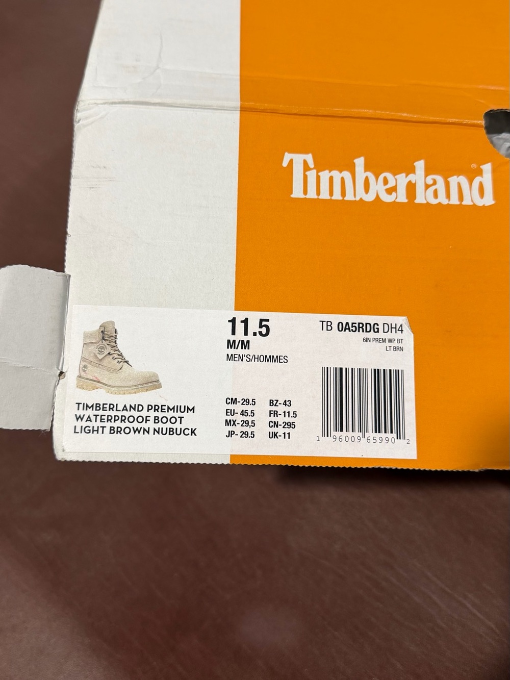 Timberland 6" Premium Waterproof Light Brown Nubuck Boot size 11.5